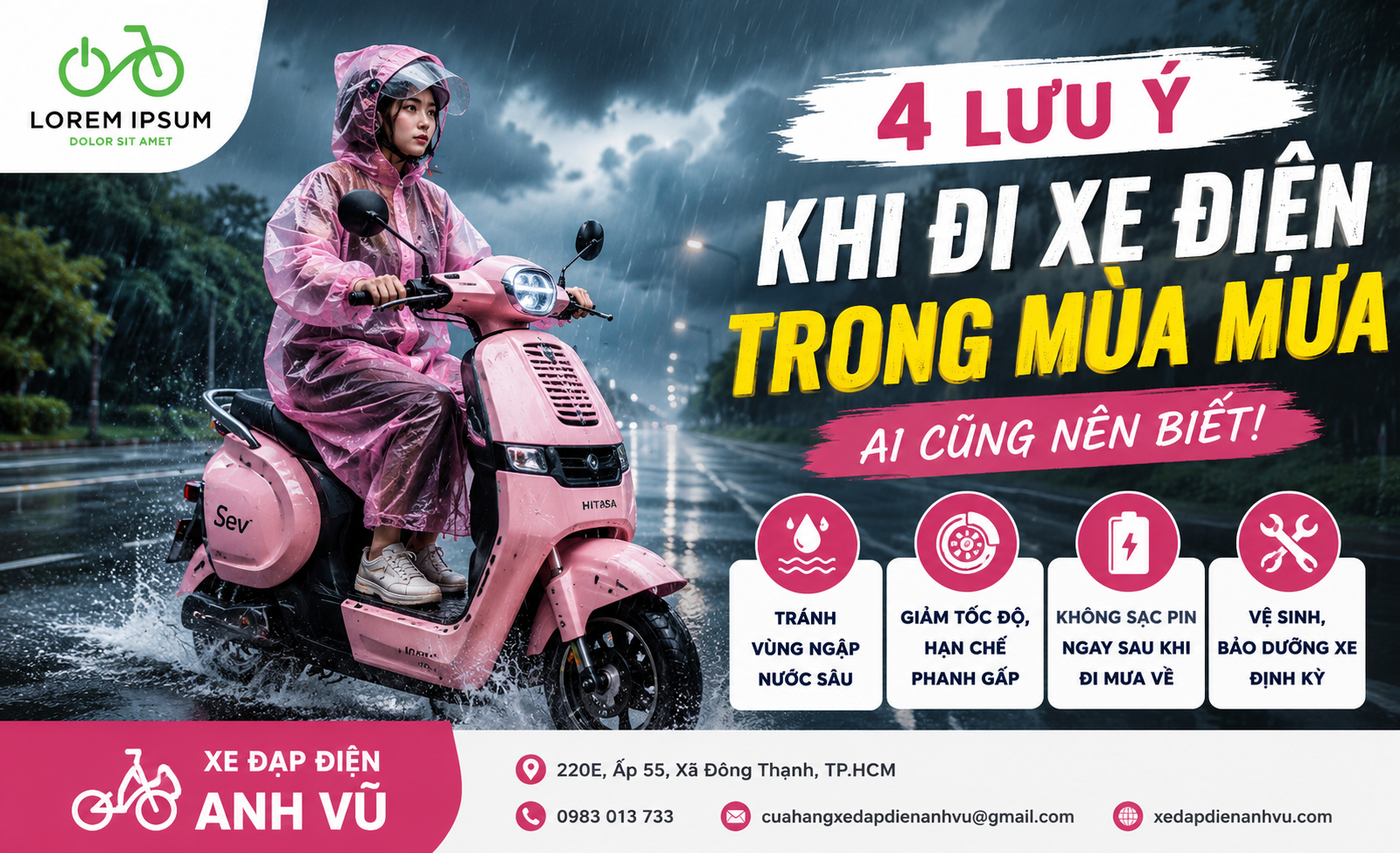 4 lưu ý quan trọng khi đi xe điện trong mùa mưa